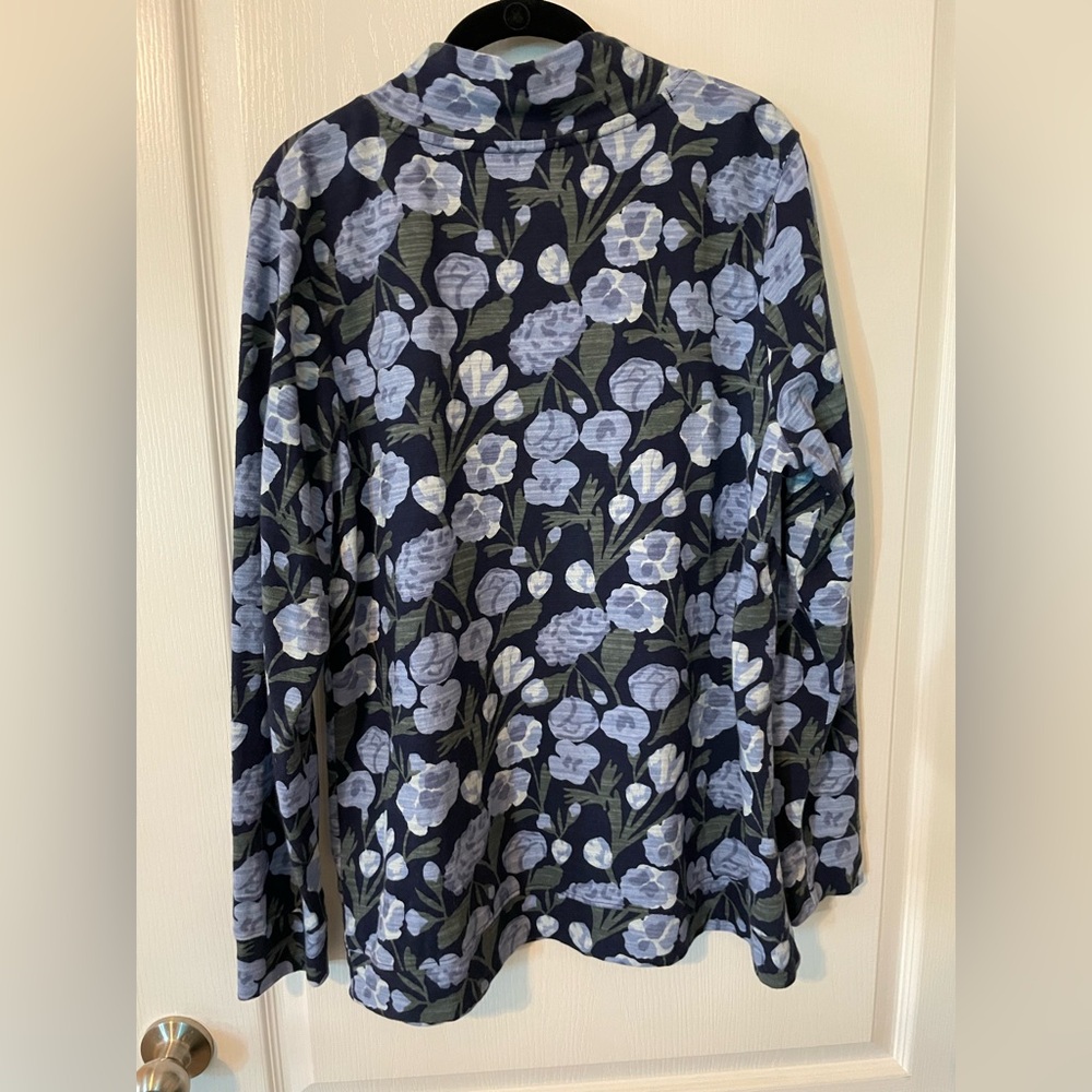 Denim&Co Floral Print Blouse - Navy and Light Blue - Picture 2 of 13